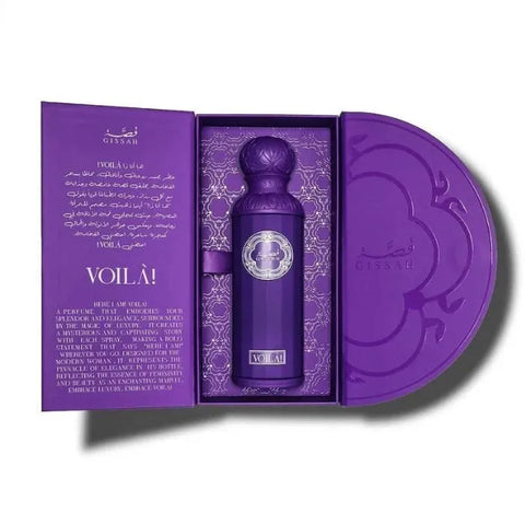Flacon du parfum Gissah Voila 200 ml, design chic et raffiné, reflet du luxe marocain